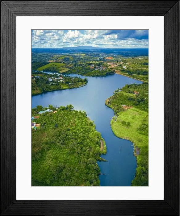 Framed Print : Aerial view of National Route 14 in Kien Duc town Framed Print : Aerial view of National Route 14 in Kien Duc town
