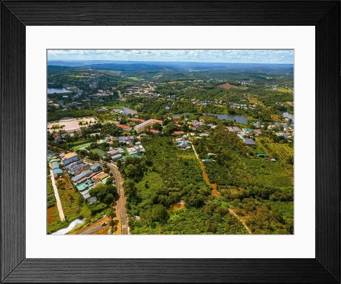 Framed Print : Aerial view of National Route 14 in Kien Duc town