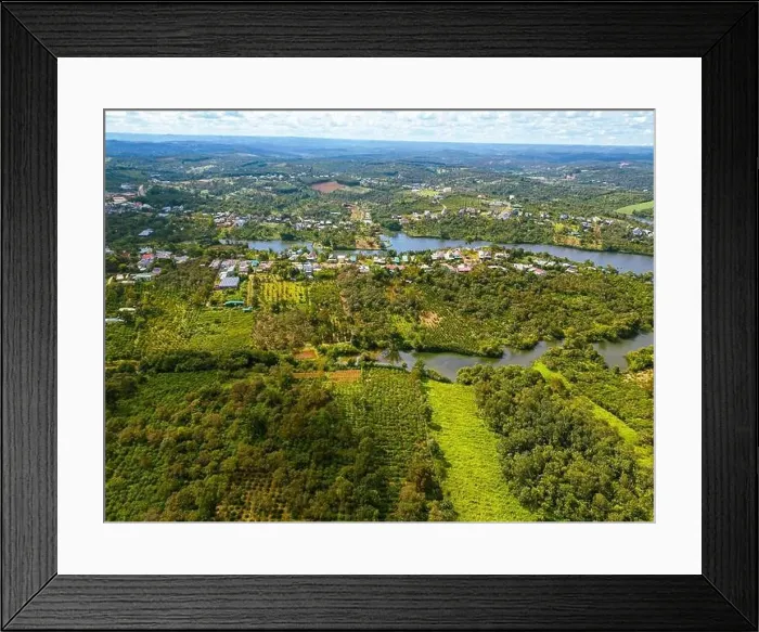 Framed Print : Aerial view of National Route 14 in Kien Duc town