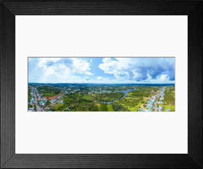 Framed Print : Aerial panorama view of National Route 14 in Kien Duc town Framed Print : Aerial panorama view of National Route 14 in Kien Duc town