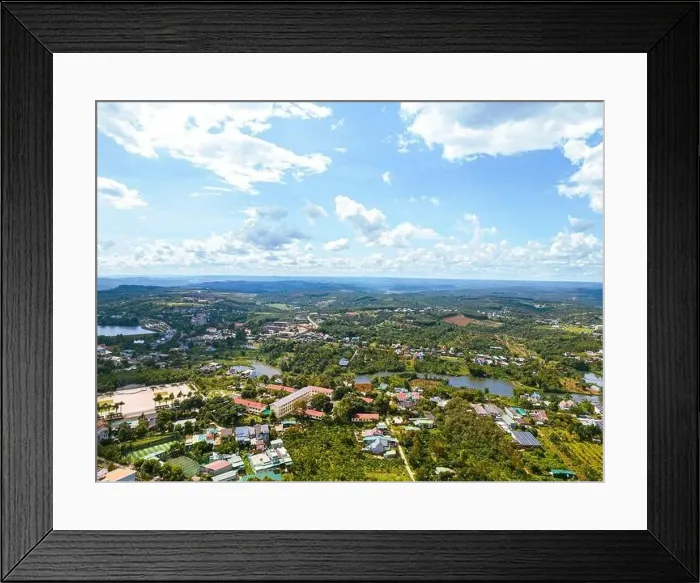 Framed Print : Aerial view of National Route 14 in Kien Duc town Framed Print : Aerial view of National Route 14 in Kien Duc town