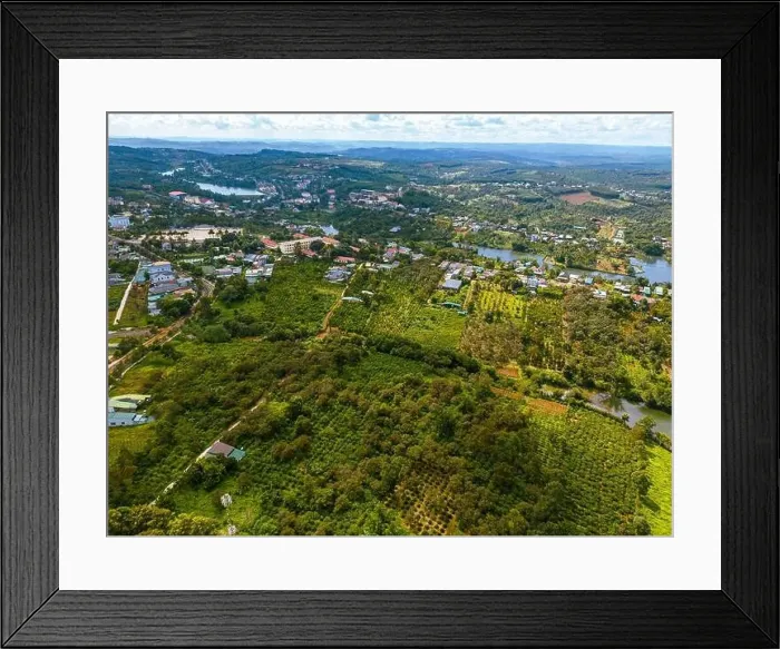 Framed Print : Aerial view of National Route 14 in Kien Duc town Framed Print : Aerial view of National Route 14 in Kien Duc town