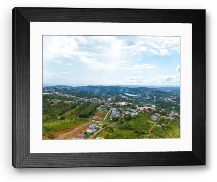 Framed Print : Aerial view of National Route 14 in Kien Duc town Framed Print : Aerial view of National Route 14 in Kien Duc town