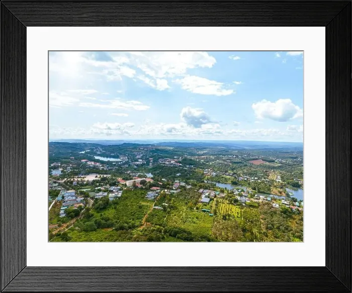 Framed Print : Aerial view of National Route 14 in Kien Duc town Framed Print : Aerial view of National Route 14 in Kien Duc town