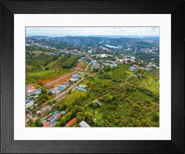 Framed Print : Aerial view of National Route 14 in Kien Duc town Framed Print : Aerial view of National Route 14 in Kien Duc town