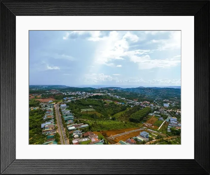 Framed Print : Aerial view of National Route 14 in Kien Duc town Framed Print : Aerial view of National Route 14 in Kien Duc town
