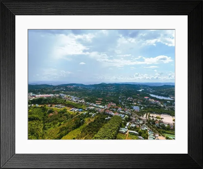 Framed Print : Aerial view of National Route 14 in Kien Duc town Framed Print : Aerial view of National Route 14 in Kien Duc town
