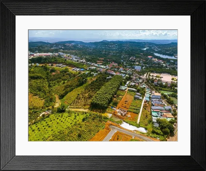 Framed Print : Aerial view of National Route 14 in Kien Duc town