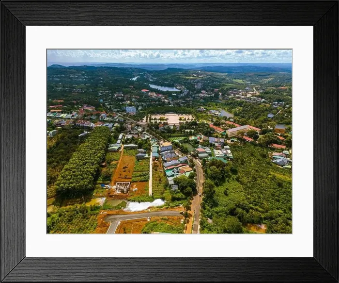 Framed Print : Aerial view of National Route 14 in Kien Duc town Framed Print : Aerial view of National Route 14 in Kien Duc town