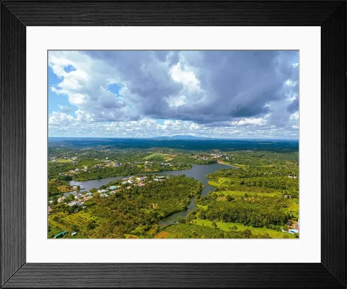 Framed Print : Aerial view of National Route 14 in Kien Duc town Framed Print : Aerial view of National Route 14 in Kien Duc town