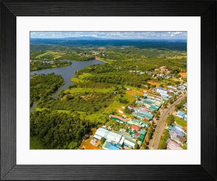 Framed Print : Aerial view of National Route 14 in Kien Duc town Framed Print : Aerial view of National Route 14 in Kien Duc town