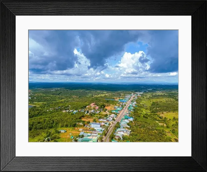 Framed Print : Aerial view of National Route 14 in Kien Duc town Framed Print : Aerial view of National Route 14 in Kien Duc town
