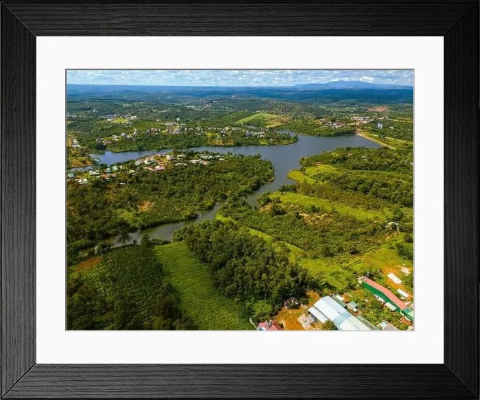 Framed Print : Aerial view of National Route 14 in Kien Duc town