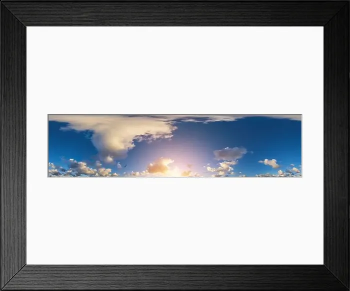 Framed Print : Dark blue sunset sky panorama with Cumulus clouds Framed Print : Dark blue sunset sky panorama with Cumulus clouds