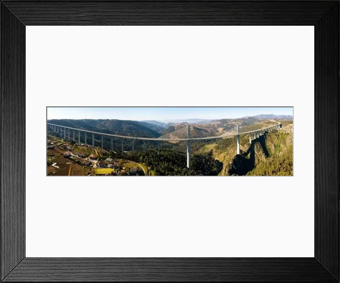 Framed Print : Panoramic aerial view of Vila Real viaduct crossing gorge of Corgo River Framed Print : Panoramic aerial view of Vila Real viaduct crossing gorge of Corgo River