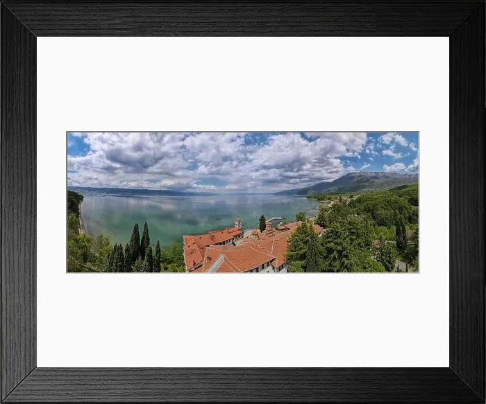 Framed Print : Drone view at the monastery of Saint Naum on Macedonia Framed Print : Drone view at the monastery of Saint Naum on Macedonia