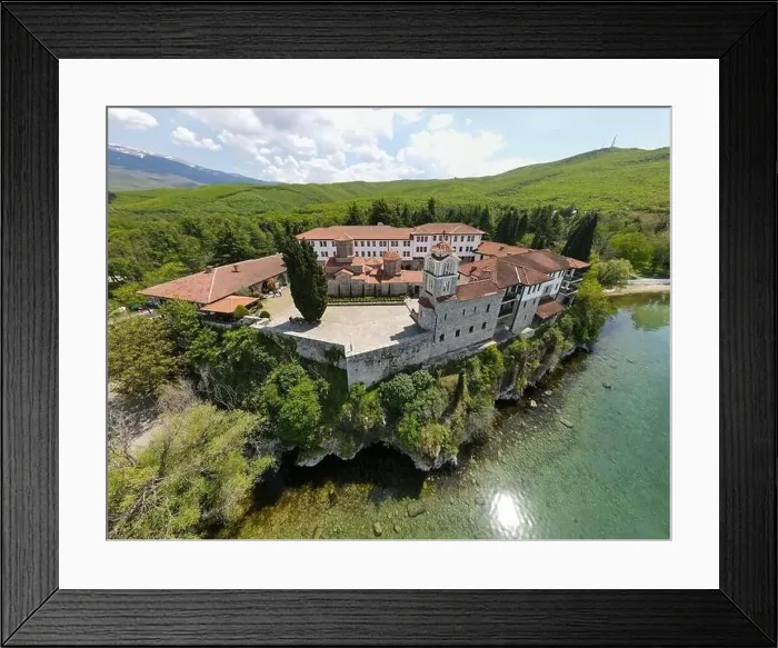 Framed Print : Drone view at the monastery of Saint Naum on Macedonia Framed Print : Drone view at the monastery of Saint Naum on Macedonia