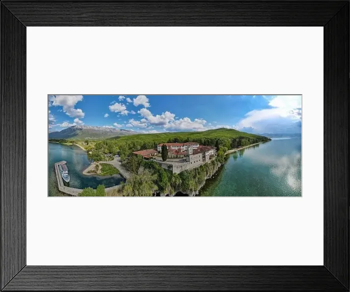 Framed Print : Drone view at the monastery of Saint Naum on Macedonia Framed Print : Drone view at the monastery of Saint Naum on Macedonia