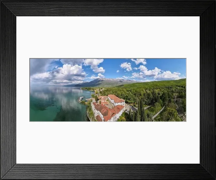 Framed Print : Drone view at the monastery of Saint Naum on Macedonia Framed Print : Drone view at the monastery of Saint Naum on Macedonia