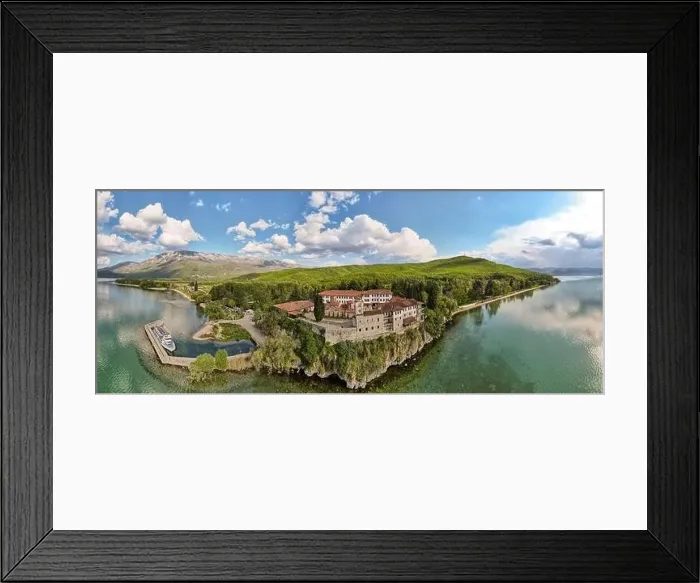 Framed Print : Drone view at the monastery of Saint Naum on Macedonia Framed Print : Drone view at the monastery of Saint Naum on Macedonia