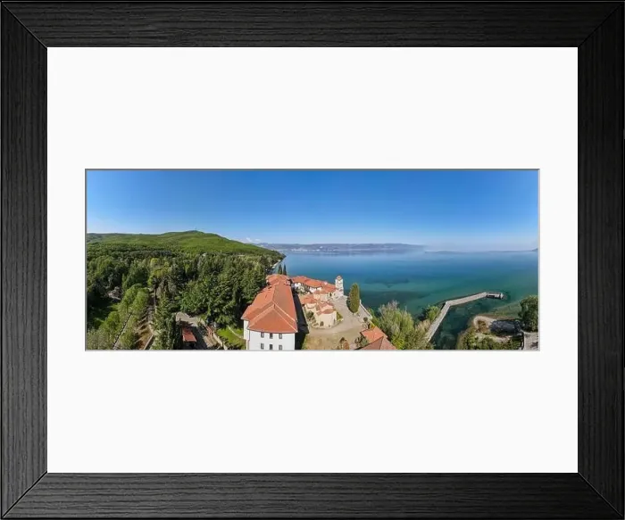 Framed Print : Drone view at the monastery of Saint Naum on Macedonia Framed Print : Drone view at the monastery of Saint Naum on Macedonia