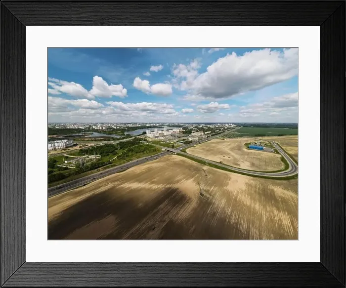 Framed Print : Agricultural fields on the outskirts of the city Framed Print : Agricultural fields on the outskirts of the city