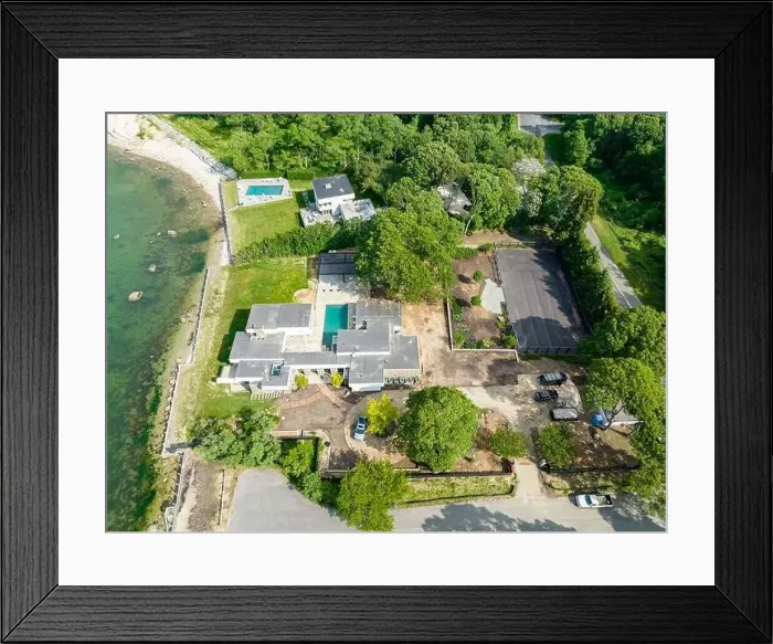 Framed Print : aerial view of 4 Dawn Lane, Shelter Island, NY