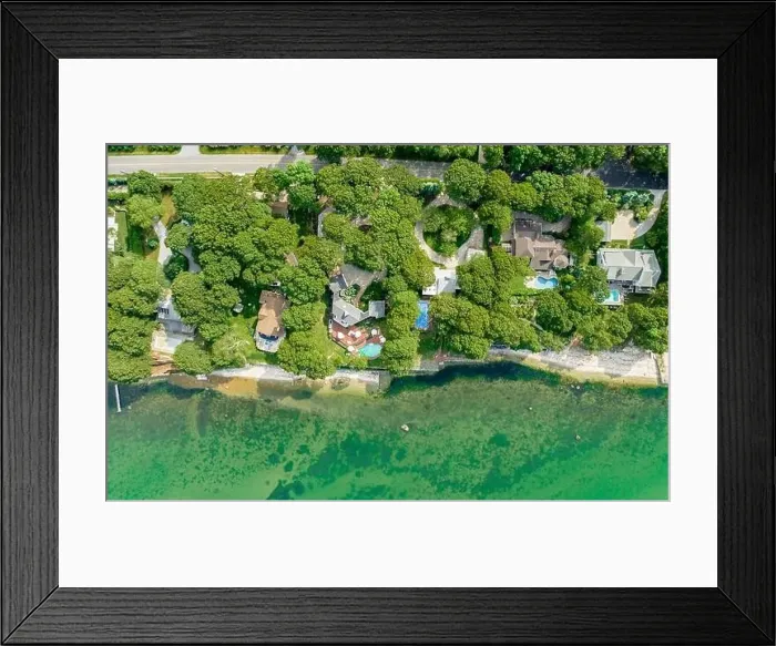 Framed Print : Water front homes on Gardiners Bay Drive in Shelter Island, NY Framed Print : Water front homes on Gardiners Bay Drive in Shelter Island, NY