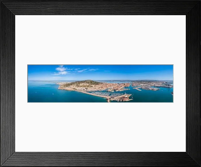 Framed Print : Panorama of the marina and commercial port of Sete on a summer day, in Herault in Occitanie, France Framed Print : Panorama of the marina and commercial port of Sete on a summer day, in Herault in Occitanie, France