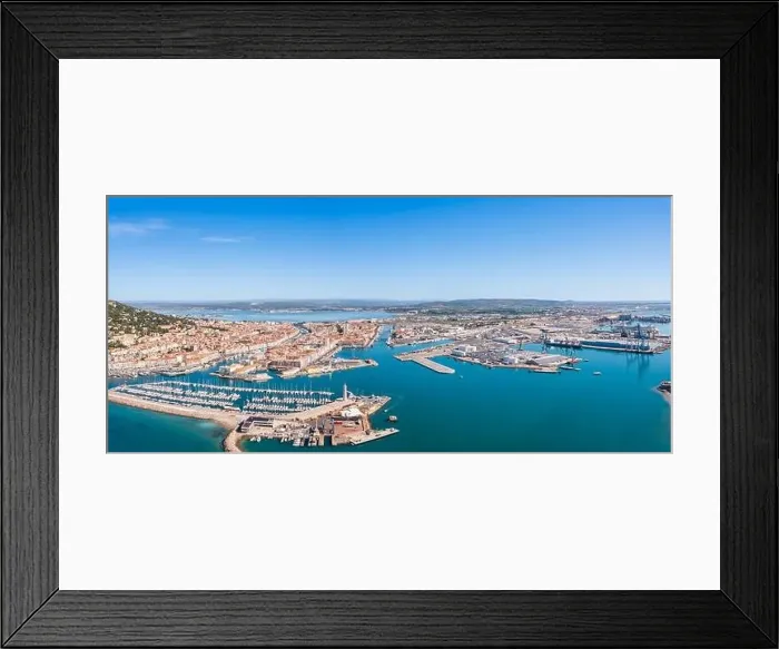 Framed Print : Panorama of the marina and commercial port of Sete on a summer day, in Herault in Occitanie, France Framed Print : Panorama of the marina and commercial port of Sete on a summer day, in Herault in Occitanie, France