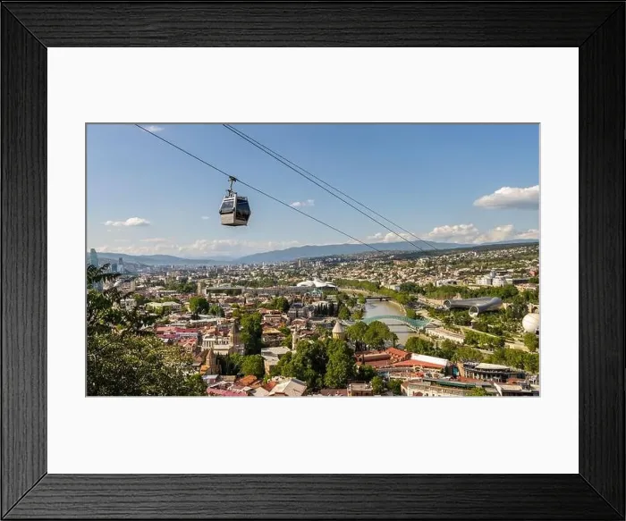 Framed Print : Tbilisi city and Tbilisi cable car general view. Georgia Framed Print : Tbilisi city and Tbilisi cable car general view. Georgia