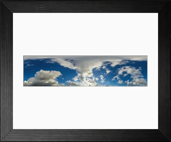 Framed Print : Blue sky panorama with puffy Cumulus clouds Framed Print : Blue sky panorama with puffy Cumulus clouds
