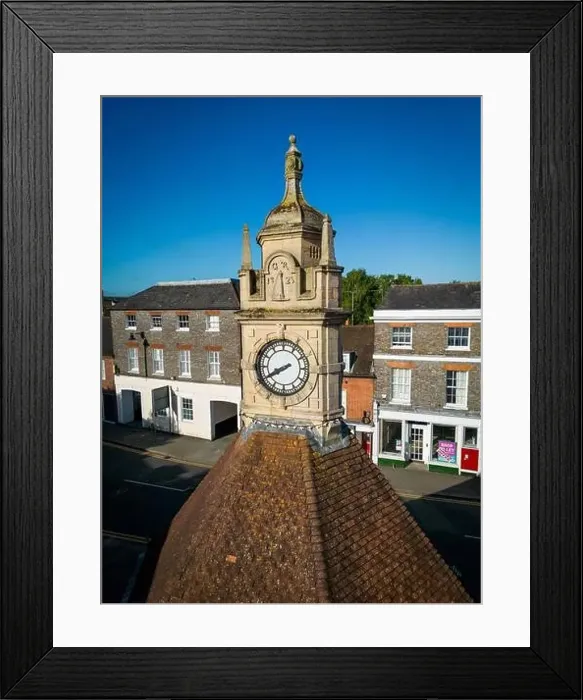 Framed Print : Close up Aerial view of The Clock Tower Framed Print : Close up Aerial view of The Clock Tower