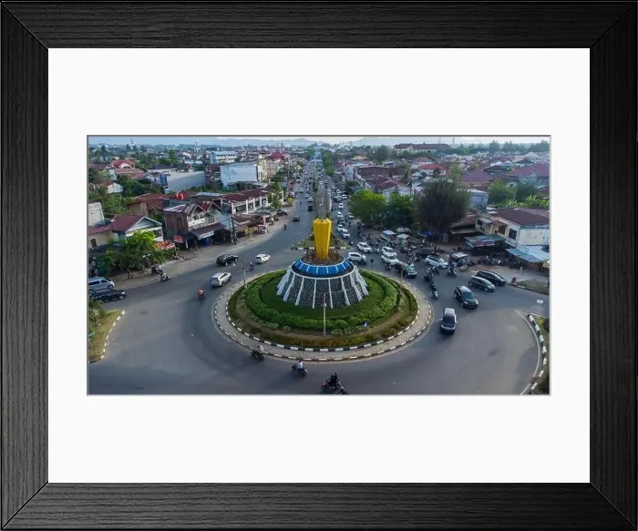 Framed Print : Aerial view of the pen roundabout, Aceh, Indonesia Framed Print : Aerial view of the pen roundabout, Aceh, Indonesia