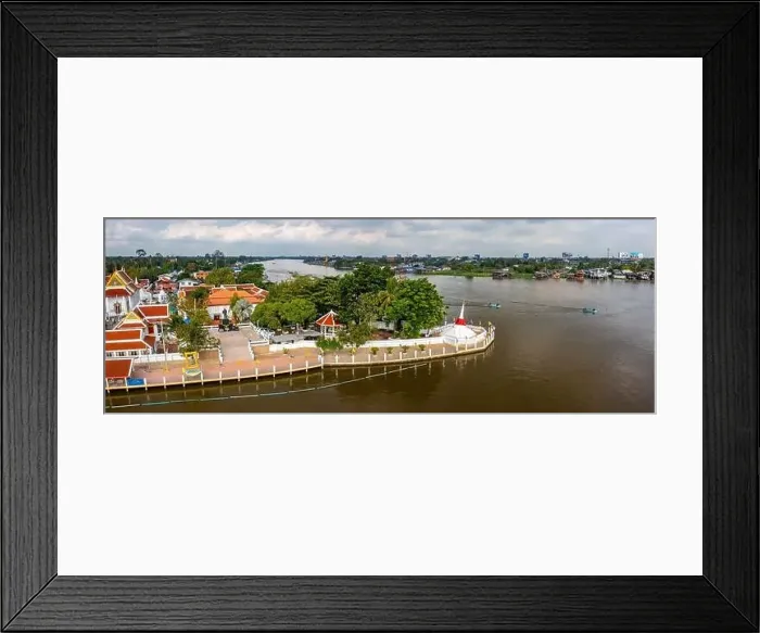 Framed Print : Aerial view of Wat Poramai Yikawat or wat Paramaiyikawat in Koh Kret, Nonthaburi, Thailand Framed Print : Aerial view of Wat Poramai Yikawat or wat Paramaiyikawat in Koh Kret, Nonthaburi, Thailand