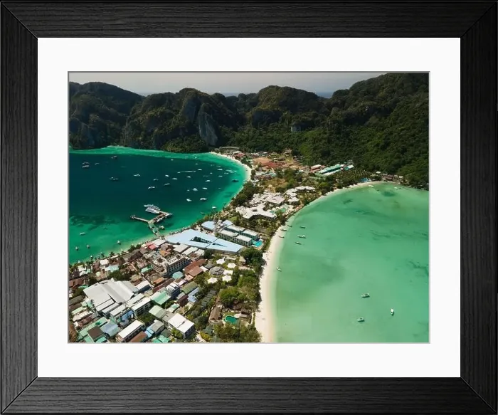 Framed Print : Many boats sailing the turquoise waters of Koh Phi Phi Don, Thailand