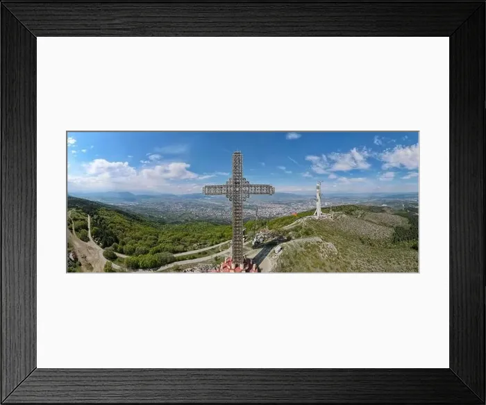 Framed Print : Millennium Cross on mount Vodno over Skopje on Macedonia Framed Print : Millennium Cross on mount Vodno over Skopje on Macedonia