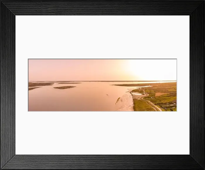 Framed Print : Aerial View of Aveiro Lagoon at sunset, view from Bico's beach in Murtosa, Aveiro, Portugal Framed Print : Aerial View of Aveiro Lagoon at sunset, view from Bico's beach in Murtosa, Aveiro, Portugal