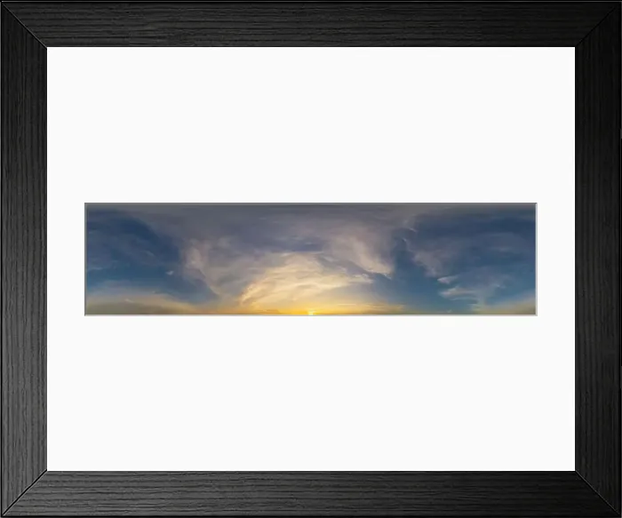 Framed Print : Bright sunset sky panorama with Cirrus clouds Framed Print : Bright sunset sky panorama with Cirrus clouds