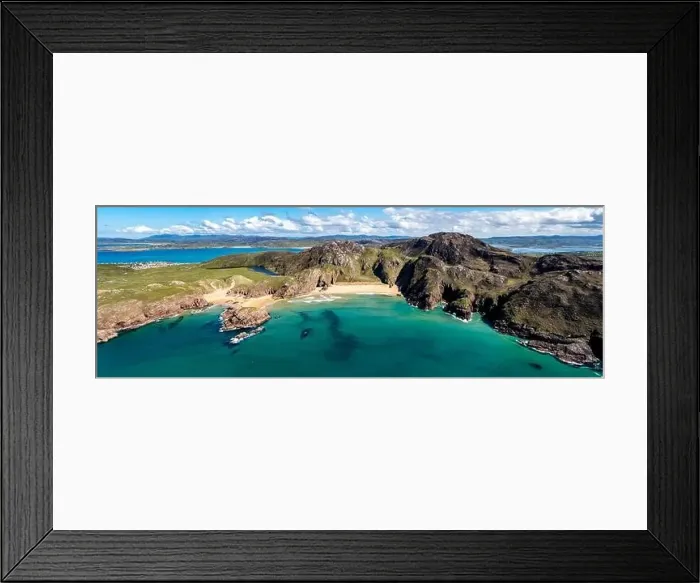 Framed Print : Aerial view of the Murder Hole beach, officially called Boyeghether Bay in County Donegal, Ireland Framed Print : Aerial view of the Murder Hole beach, officially called Boyeghether Bay in County Donegal, Ireland