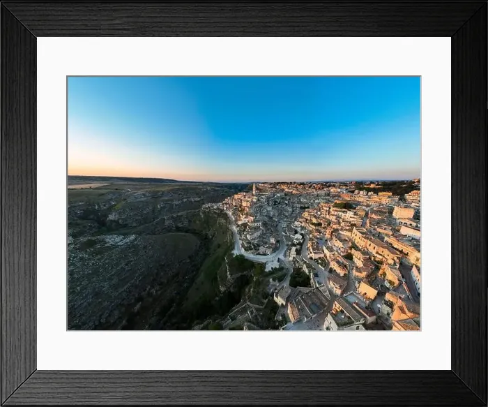 Framed Print : View from above, stunning aerial view of the Matera's skyline during a beautiful sunrise Framed Print : View from above, stunning aerial view of the Matera's skyline during a beautiful sunrise