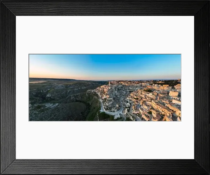 Framed Print : View from above, stunning aerial view of the Matera's skyline during a beautiful sunrise Framed Print : View from above, stunning aerial view of the Matera's skyline during a beautiful sunrise