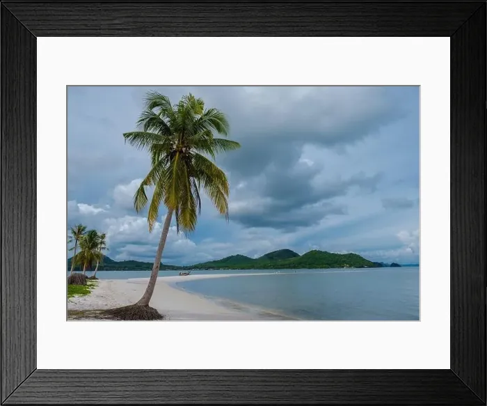 Framed Print : the beach at the Island Koh Yao Yai Thailand, beach with white sand and palm trees Framed Print : the beach at the Island Koh Yao Yai Thailand, beach with white sand and palm trees