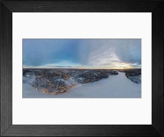 Framed Print : Panorama 360 of winter forest and frozen lake Framed Print : Panorama 360 of winter forest and frozen lake
