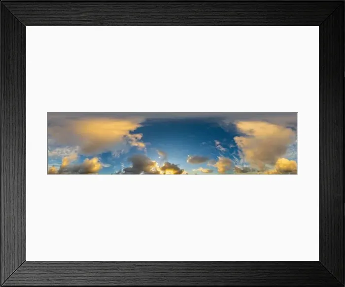 Framed Print : Dark blue sunset sky panorama with Cumulus clouds Framed Print : Dark blue sunset sky panorama with Cumulus clouds