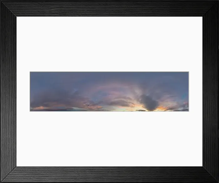 Framed Print : Dark blue sunset sky panorama with pink Cumulus clouds Framed Print : Dark blue sunset sky panorama with pink Cumulus clouds