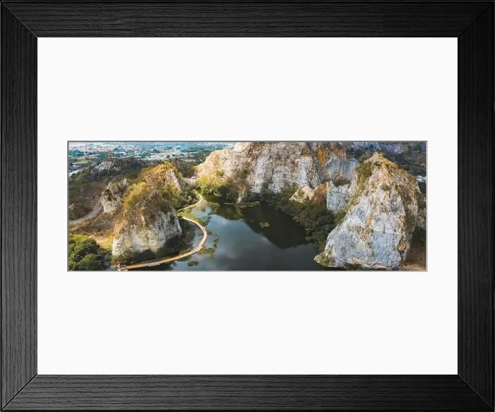 Framed Print : Aerial view of Khao Ngu Stone Park in Ratchaburi, Thailand Framed Print : Aerial view of Khao Ngu Stone Park in Ratchaburi, Thailand