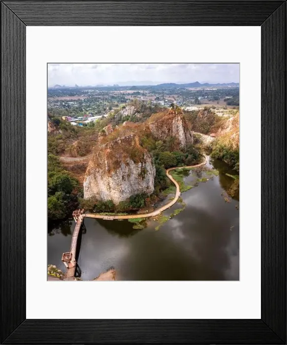 Framed Print : Aerial view of Khao Ngu Stone Park in Ratchaburi, Thailand Framed Print : Aerial view of Khao Ngu Stone Park in Ratchaburi, Thailand
