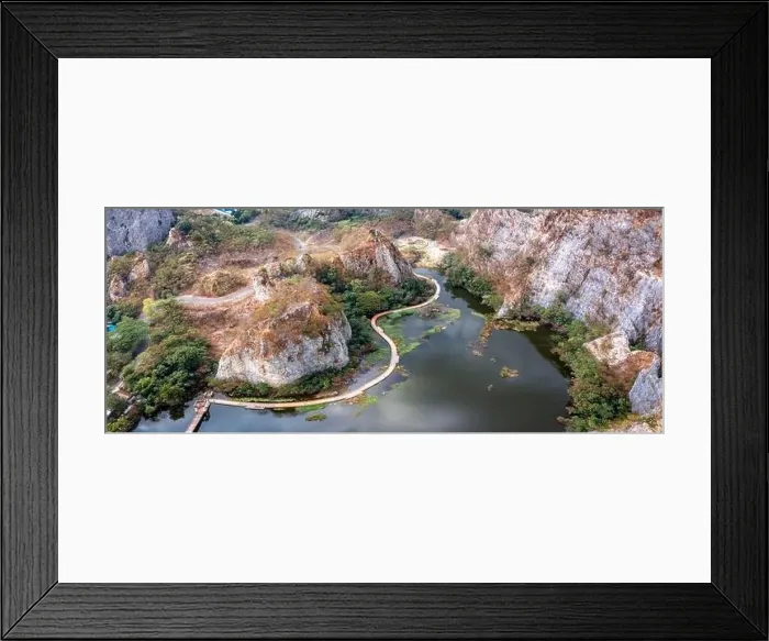 Framed Print : Aerial view of Khao Ngu Stone Park in Ratchaburi, Thailand Framed Print : Aerial view of Khao Ngu Stone Park in Ratchaburi, Thailand