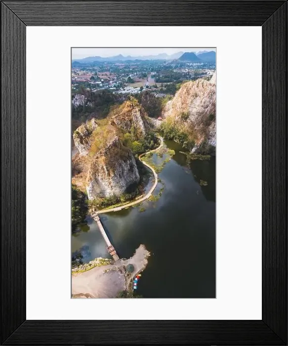 Framed Print : Aerial view of Khao Ngu Stone Park in Ratchaburi, Thailand Framed Print : Aerial view of Khao Ngu Stone Park in Ratchaburi, Thailand